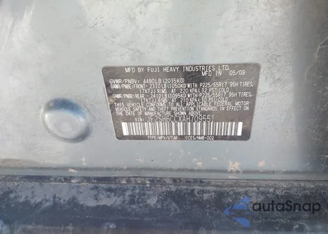 2010 Subaru Forester 2.5X Premium from USA, damaged, VIN JF2SH6CCXAH709551